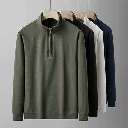 Sweatshirt Male Street Wear Y2K Clothes Mens Long Sleeve Stand Collar Quarter Zip Lightweight Autumn Breathable Athletic Fashion